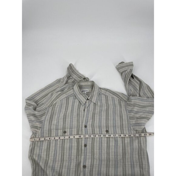 Vintage Claiborne Mens Medium Plaid Rayon Silk Button-Up Shirt Pastel Striped - Picture 7 of 8